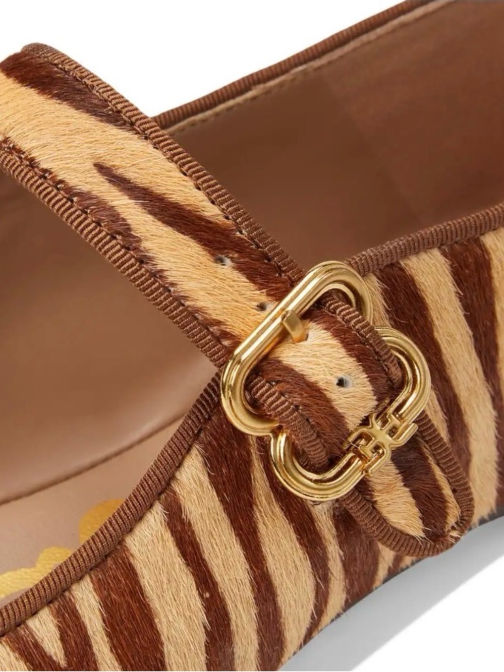 Sam Edelman Michaela Beechwood Zebra-Print Mary Jane Flat in Brown and Tan - Picture 5 of 5